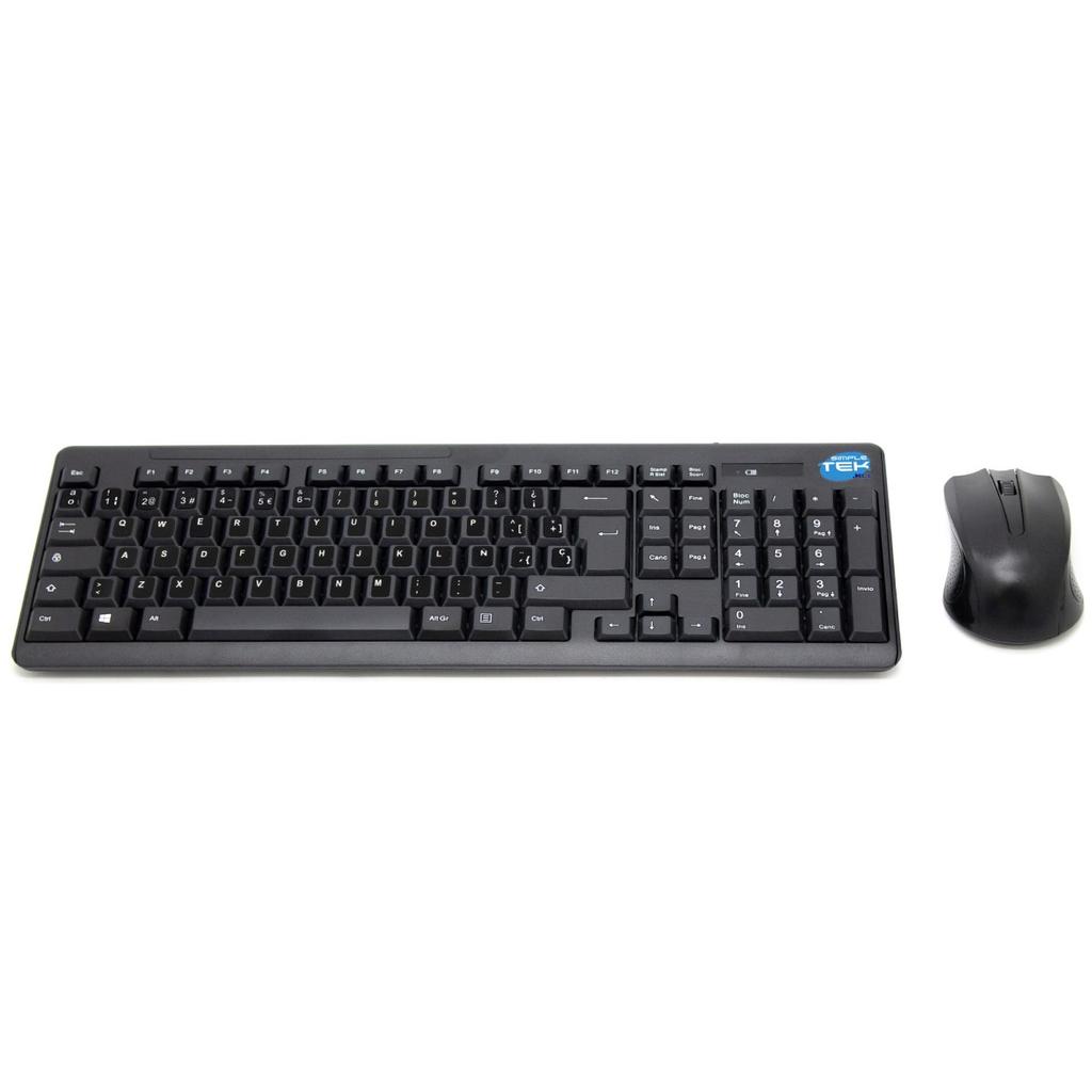 Clavier Simpletek Qwerty Espagnol Sans-Fil Mouse + Keyboard With Stickers 1000 Dpi 2.4G Nano Reciever