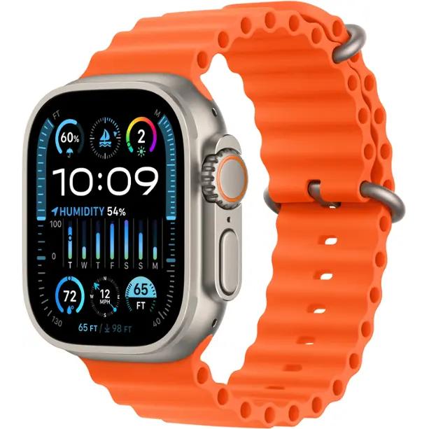 Apple Watch Ultra 2 (2023) GPS + Cellular 49 mm - Titanium Natural Titanium - Ocean band Orange