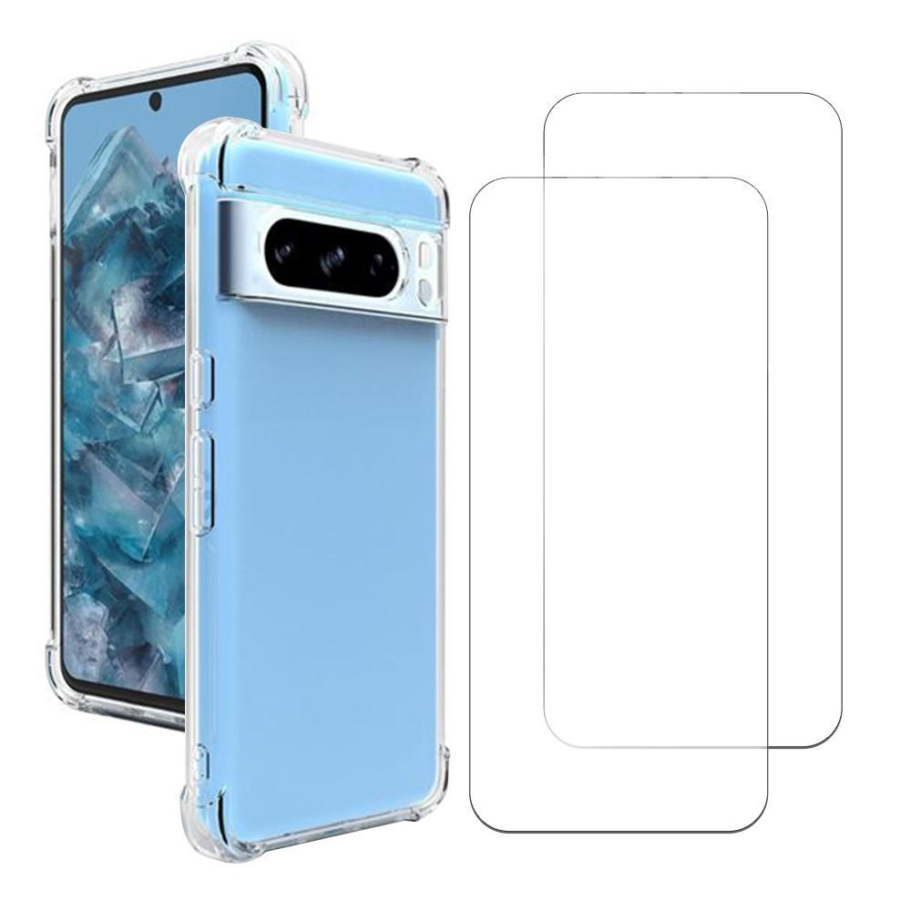 EVETANE Cover Pixel 8 Pro e 2 schermi di protezione - TPU - Trasparente