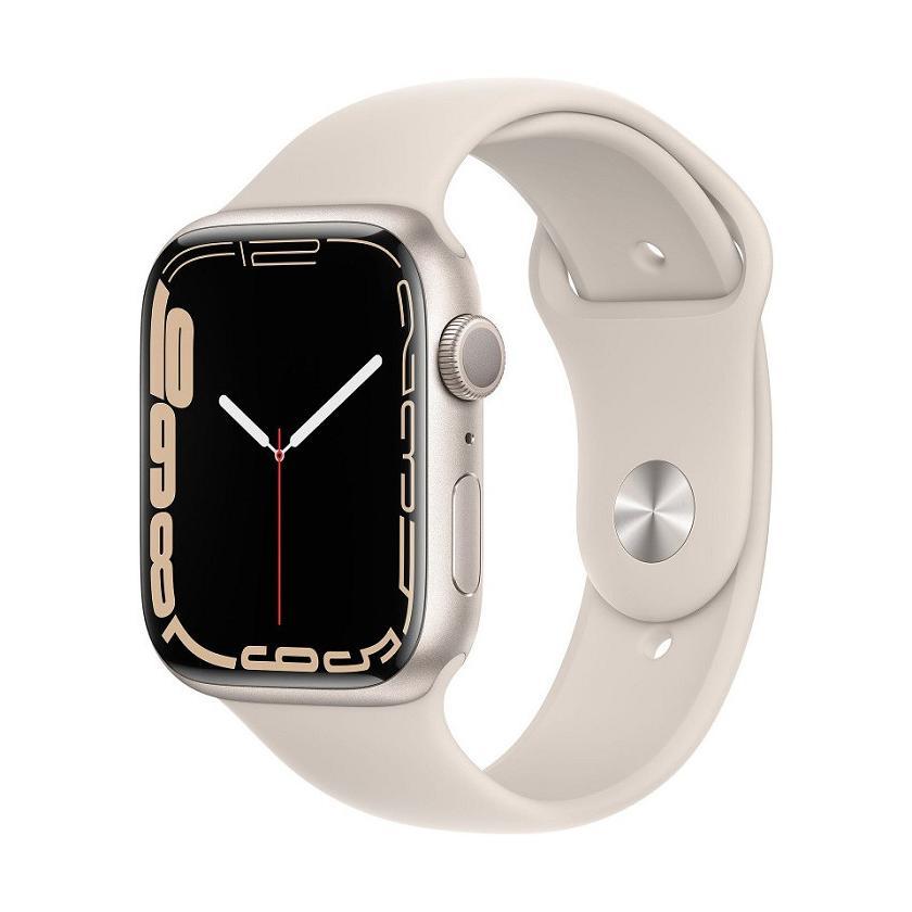 Apple Watch (Series 7) 2021 GPS + Cellular 41mm - Ανοξείδωτο ατσάλι Starlight - Sport band Αστροφεγγιά