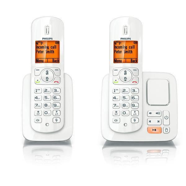 Philips D2701W Draadloze Vaste Telefoon - Wit, Handsfree & Tot 14 Uur Gesprekstijd