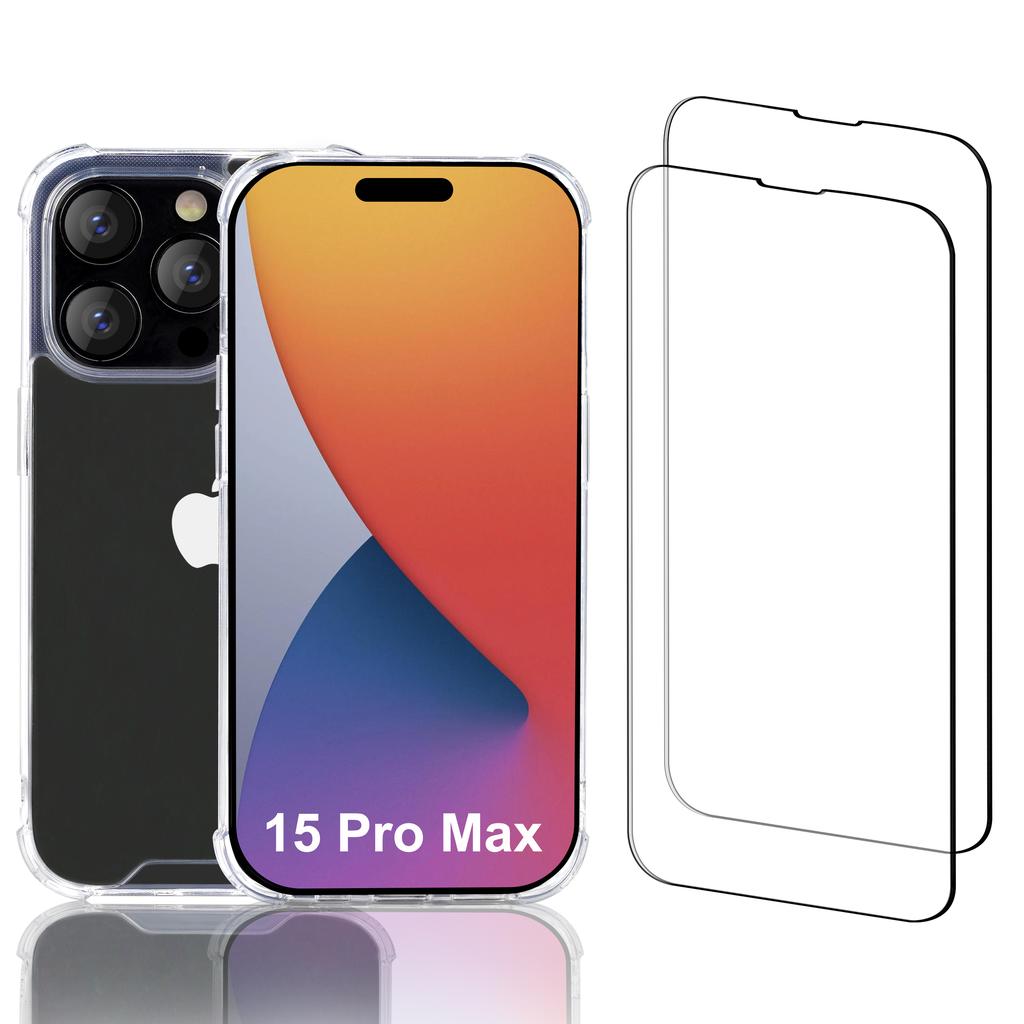 KPMA Case iPhone 15 Pro Max and 2 protective screens - Recycled plastic - Transparent