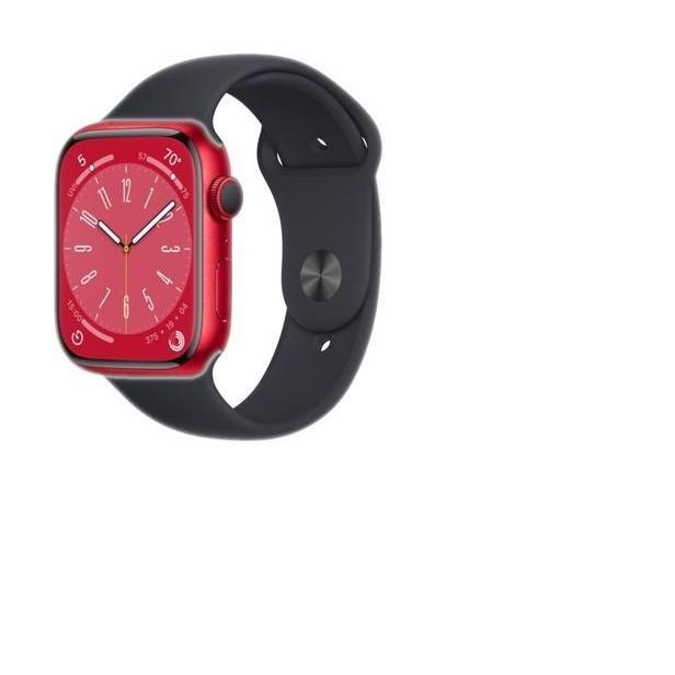 Apple Watch Series 8 (2022) GPS + Cellular 45 mm - Aluminium Rouge - Bracelet sport Noir