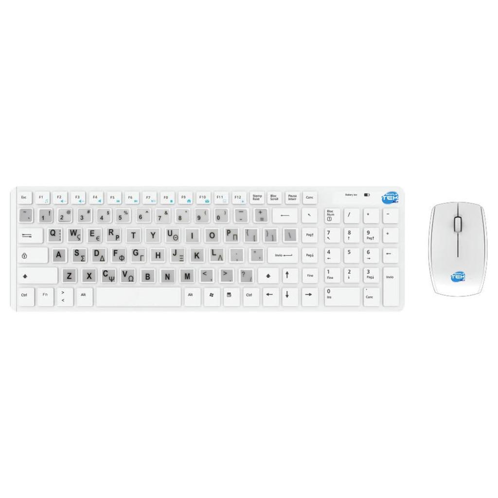 Clavier Simpletek Qwerty Grec Sans-Fil Wireless Kit With Greek Gr Stickers
