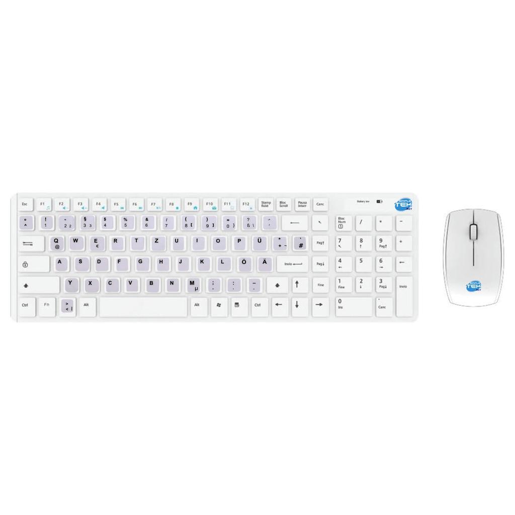 Clavier Simpletek Qwertz Allemand Sans-Fil Wireless Kit With German De Stickers