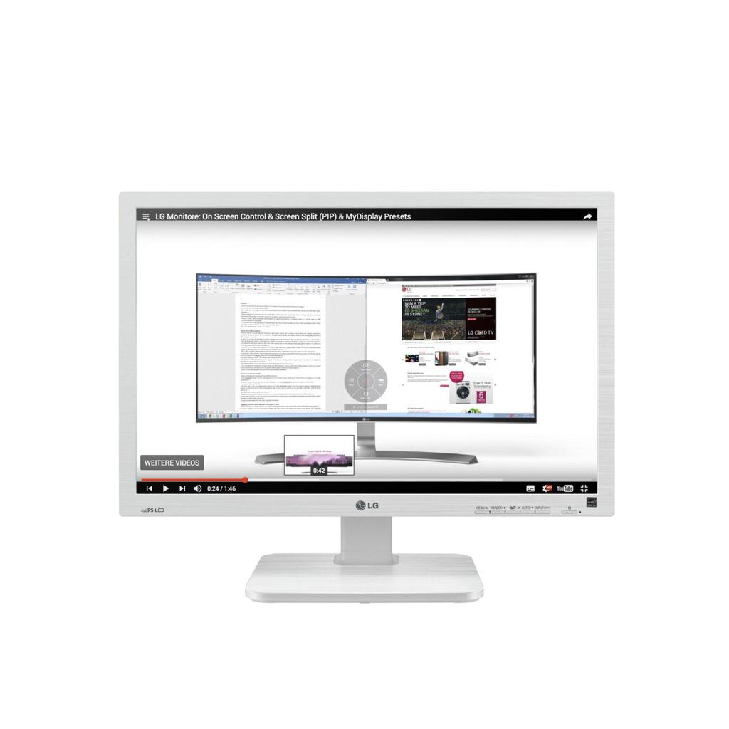 Écran 24" LCD Wuxga 1920 X 1200 LG 24Bk55Wy-W