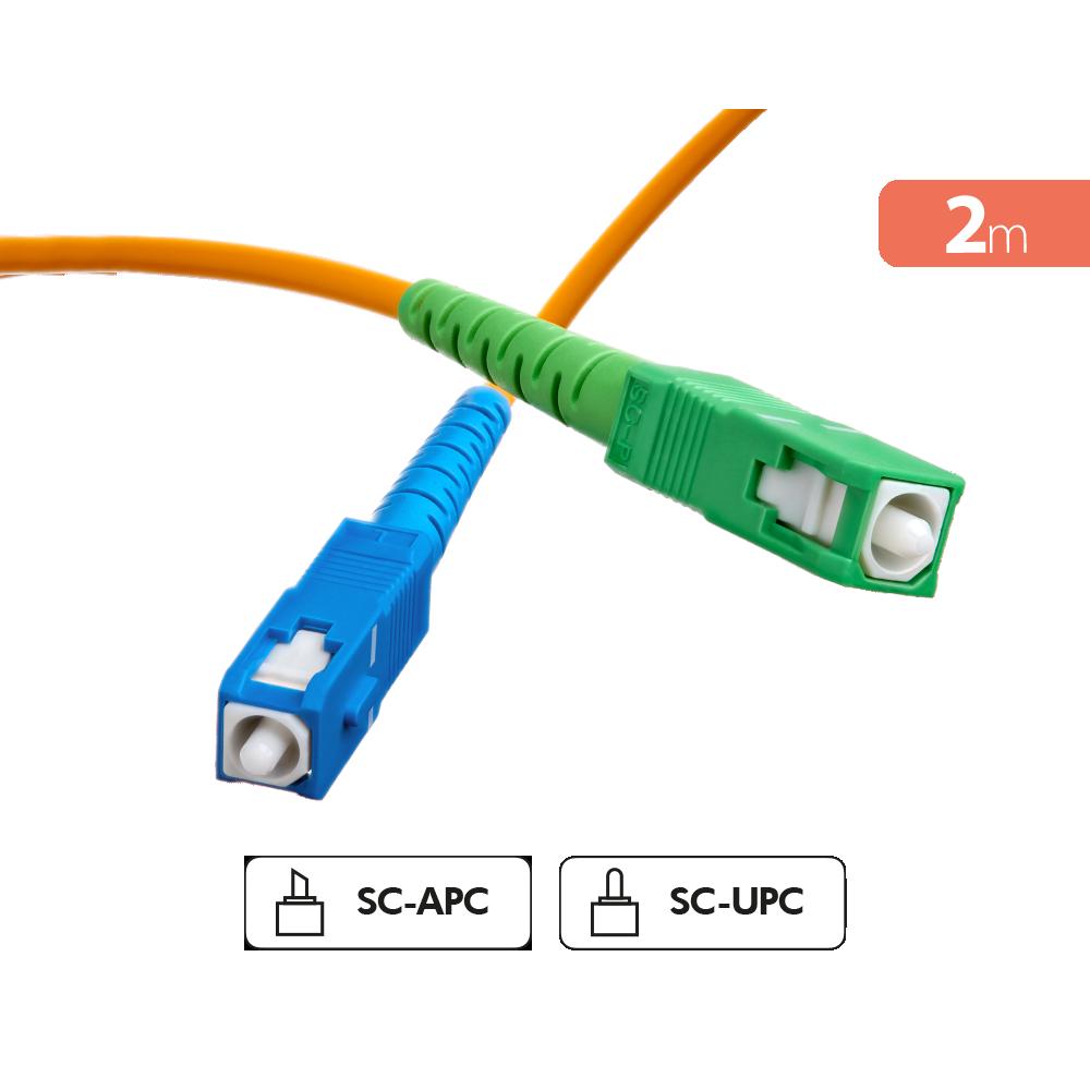 Accesoire TV Câble Fibre Optique Sc/Upc Box Free Monomode 2M Mâle/Mâle Vert Et Bleu + Garantie À Vie Force Power Lite