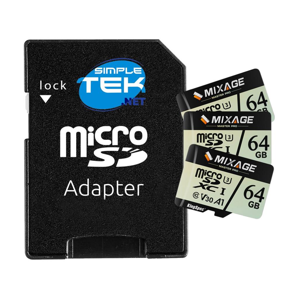 Clé Usb Kingspec 3 X 64Gb Master Pro Microsdxc Uhs-1 With Sd Adapter