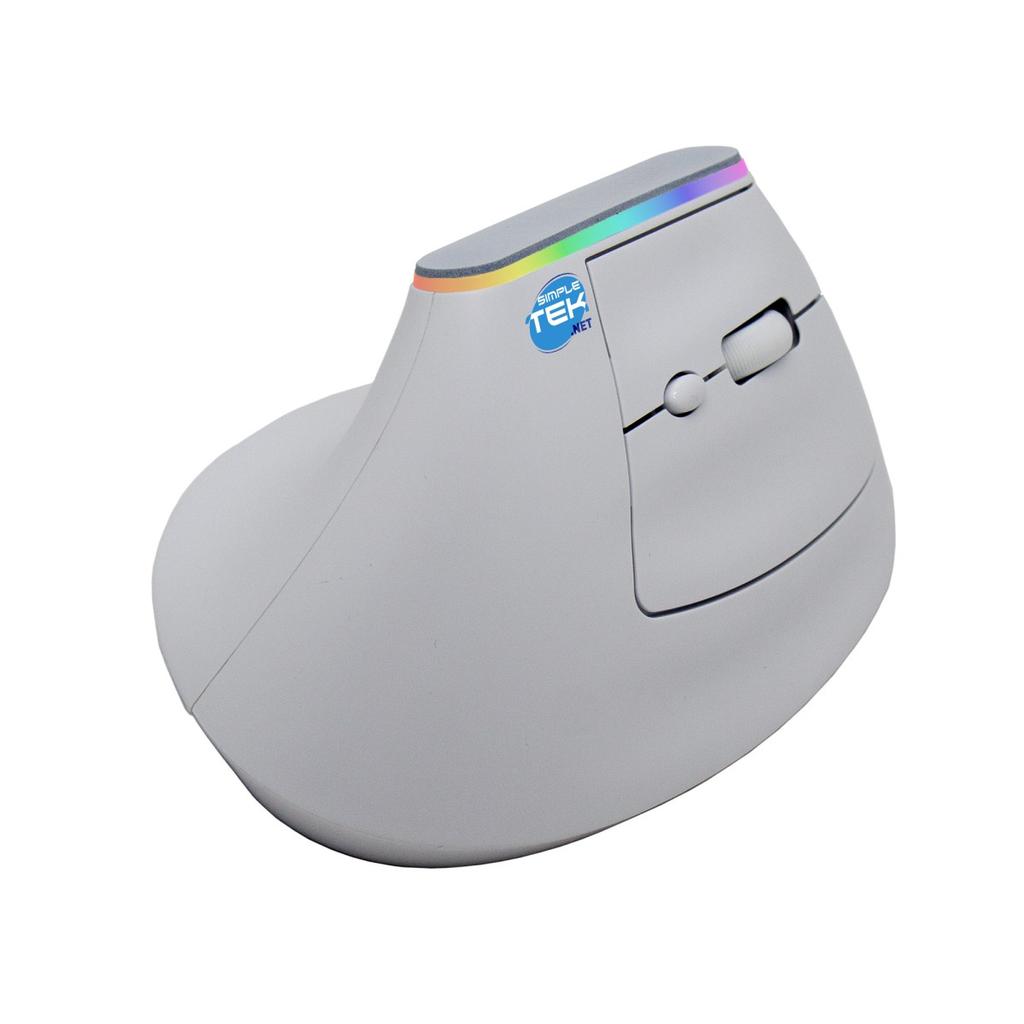 Souris Simpletek Vertical Ergonomic Mouse, Rgb, Bluetooth/WiFi, Integrated Battery Sans Fil