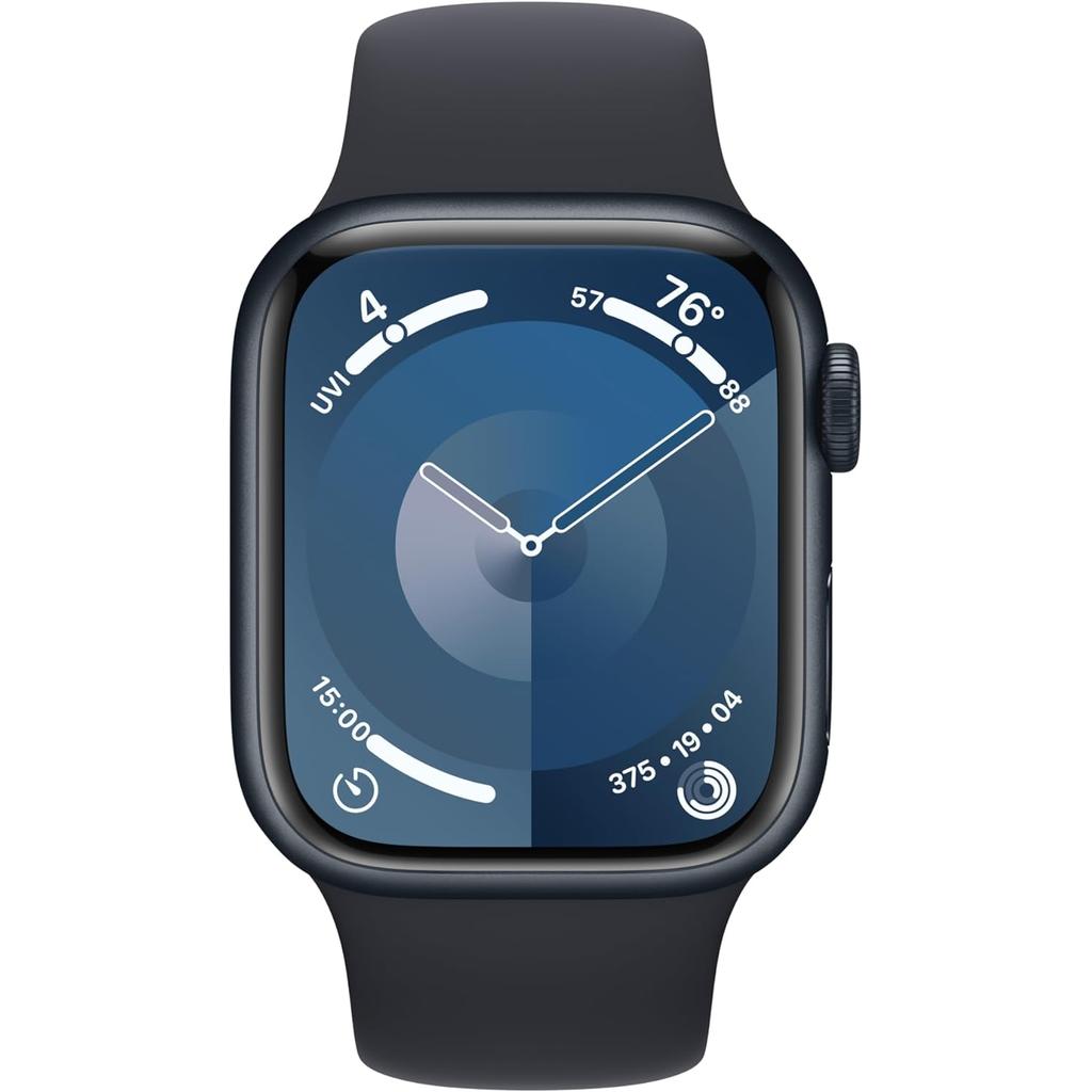 Apple Watch Series 9 — 41 mm, Aluminium, Midnight, GPS, Black Sport Band, Fair