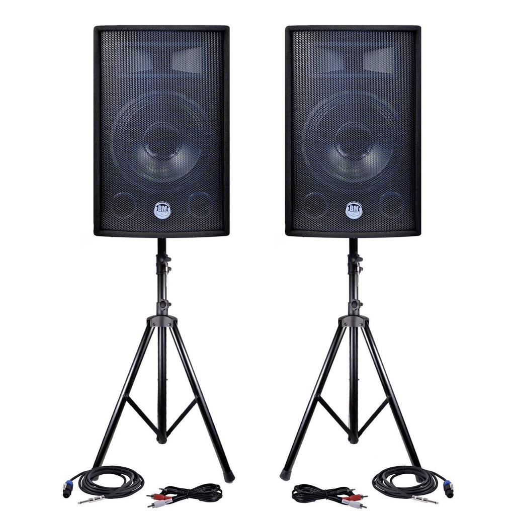 Enceinte Bm Sonic Pack Sono Bms-1812 2400W Sub Actif 46Cm - 2 Enceintes 30Cm + Câbles