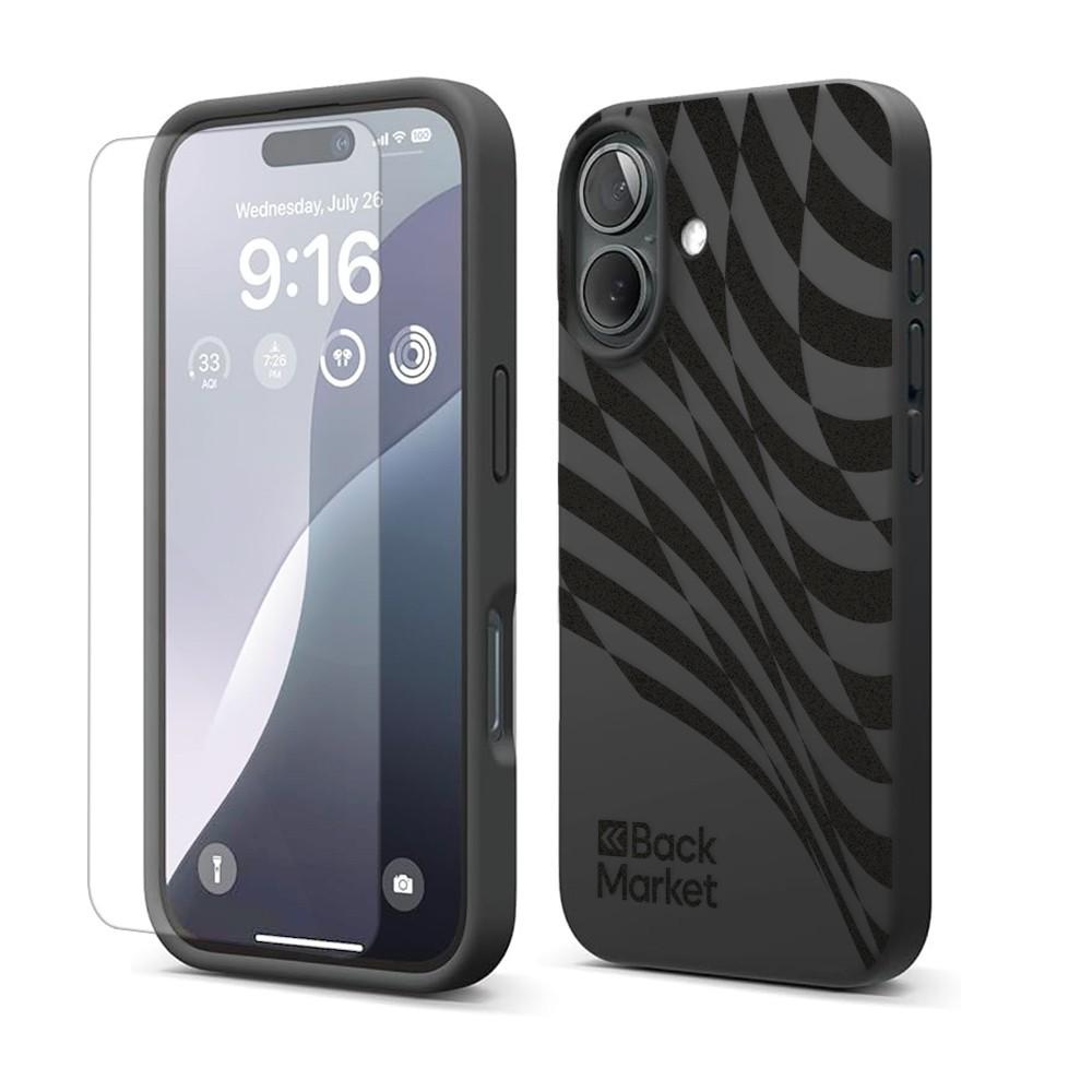 Coque Back Market iPhone 16+ et écran de protection - Plastique recyclé - Noir Reconditionné - Back Market reconditionné disponible sur Backmarket