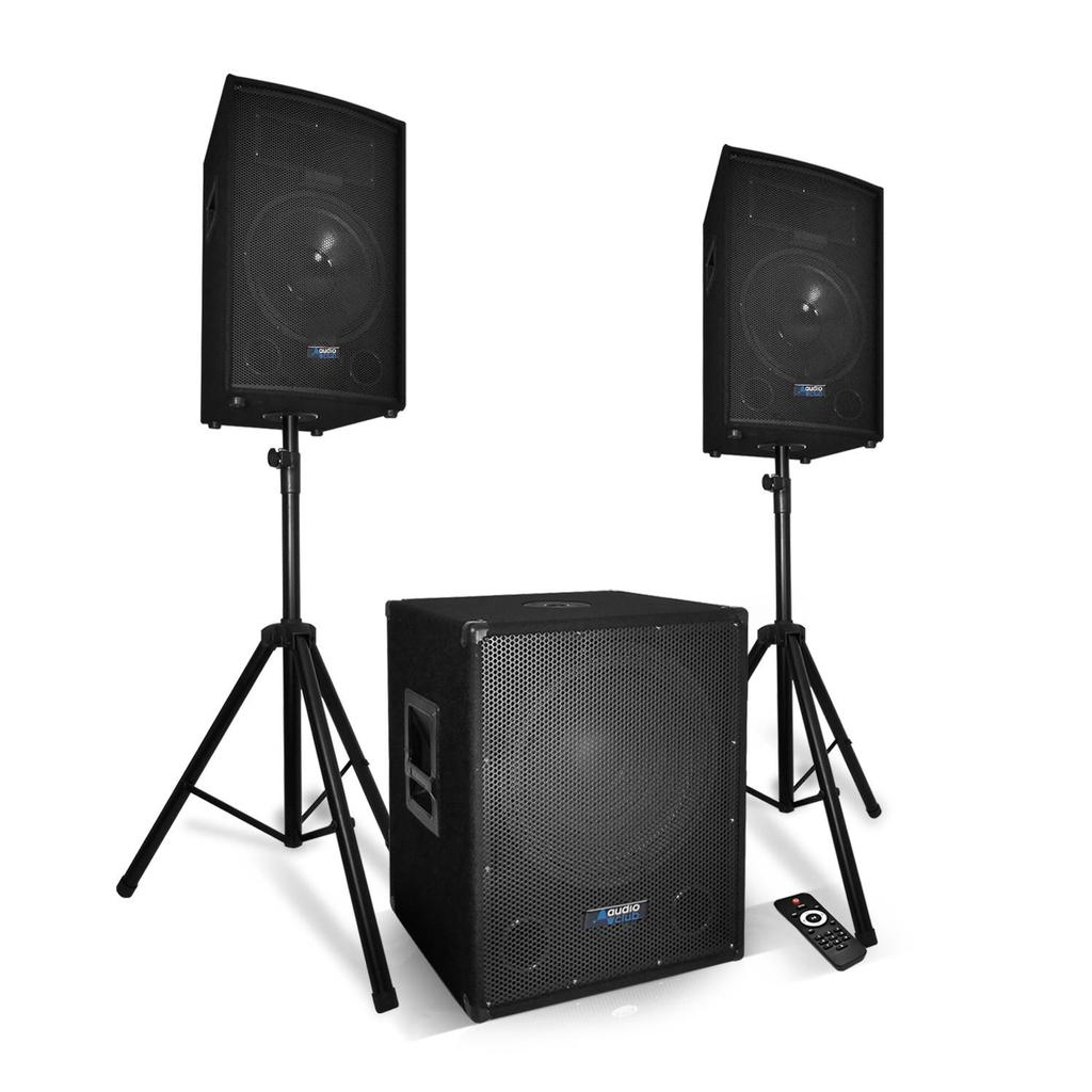 Enceinte Pack Sonorisation 2200W - Enceintes + Caisson + Pieds - Usb/Bluetooth - Bm Sonic Bms1512
