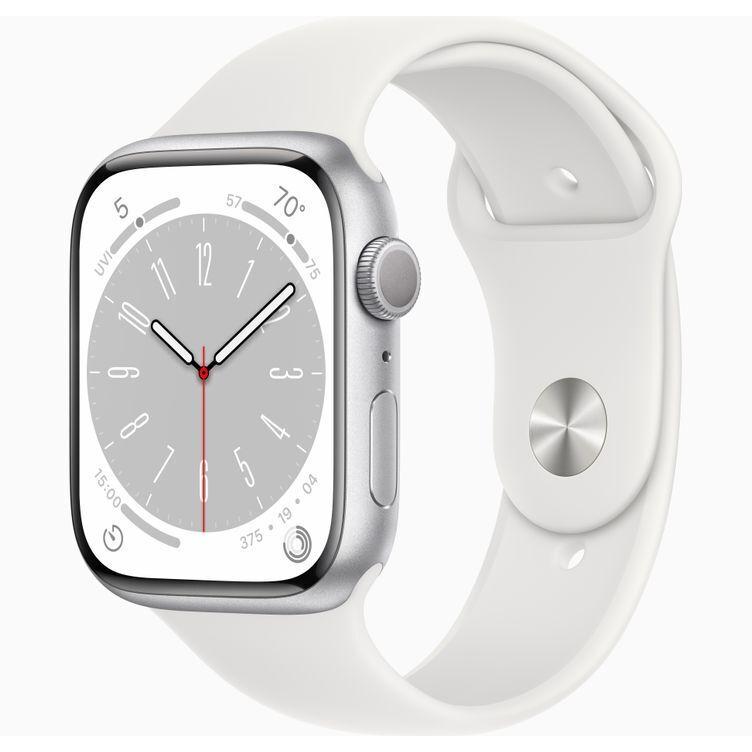 Apple Watch Series 9 (2023) GPS + Cellular 45 mm - Aluminium Silber - Sportarmband Weiß