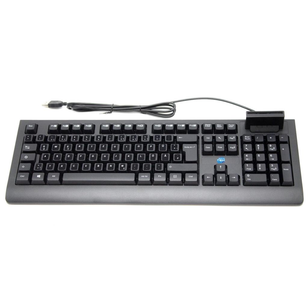 Clavier Simpletek Qwertz Allemand Wired With Smart Card Reader