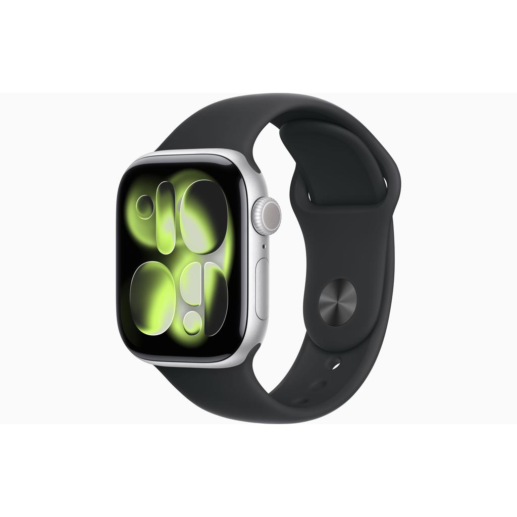Apple Watch (2025) GPS + Cellular 42 mm - Aluminium Argent - Bracelet sport Noir Reconditionné - Apple reconditionné disponible sur Backmarket