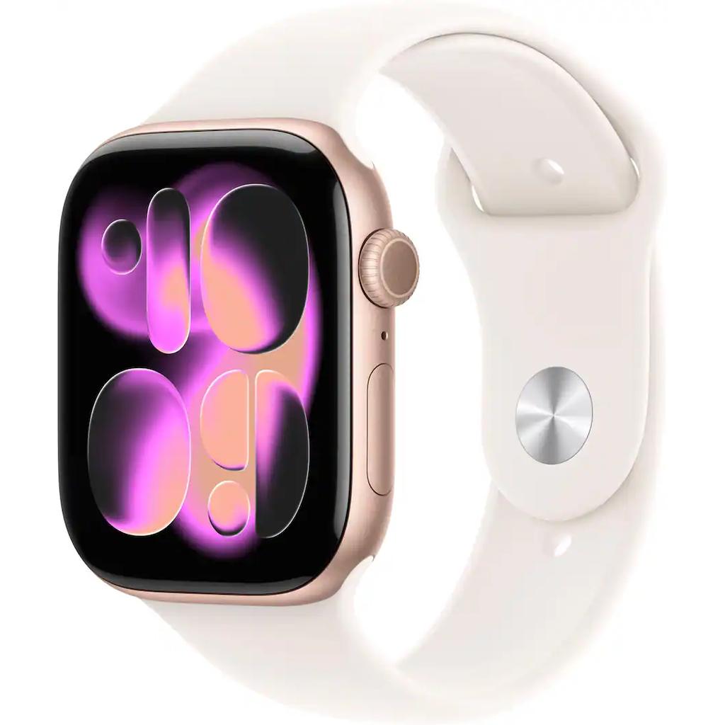 Apple Watch (2025) GPS 42 Mm - Aluminium Or Rose - Bracelet Sport Blanc GPS