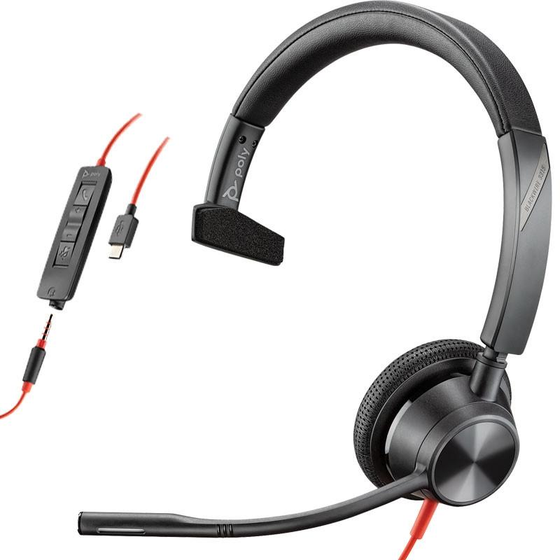 Casque Poly Blackwire 3315 Usb Ms - Noir