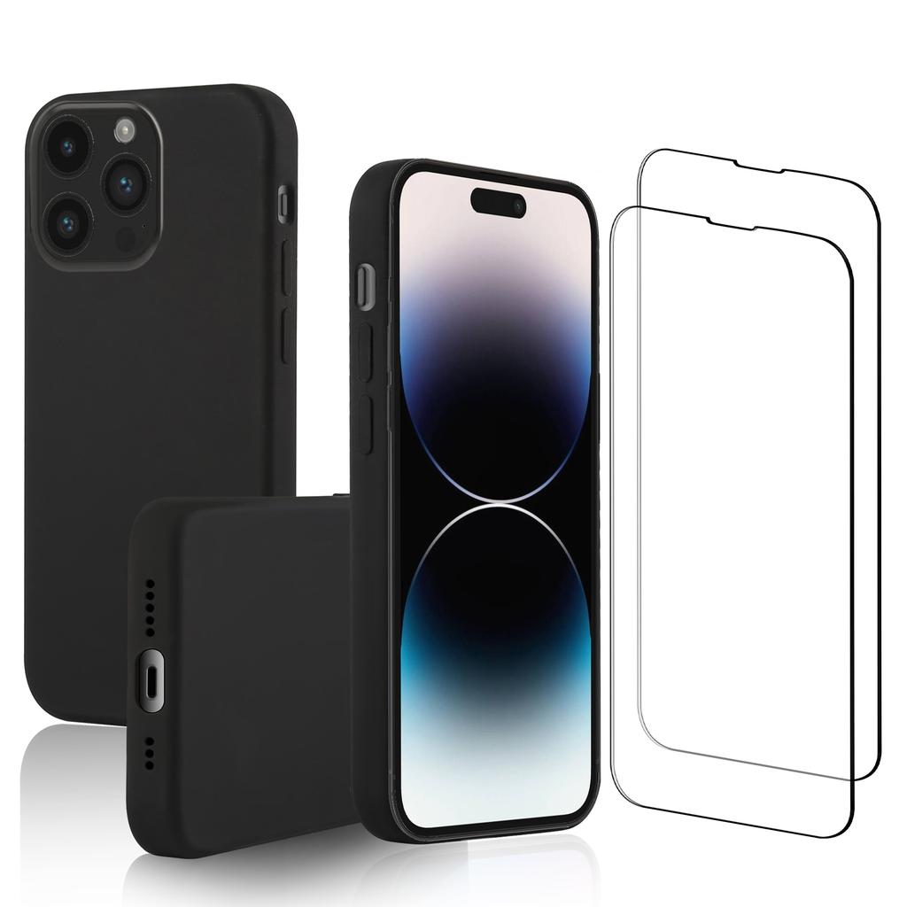 Coque iPhone 15 Pro et 2 écrans de protection - Silicone - Noir Reconditionné - N/A reconditionné disponible sur Backmarket