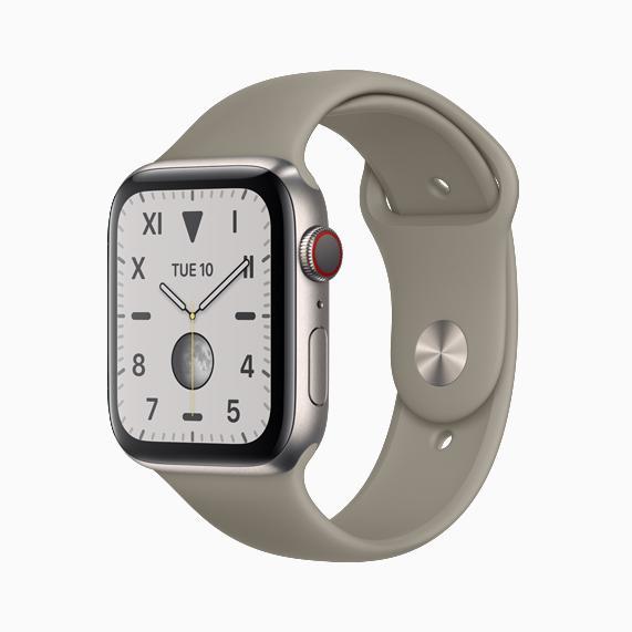 Bild von Apple Watch (Series 5) 2019 GPS + Cellular 44 mm - Titan Grau - Sportarmband Grau