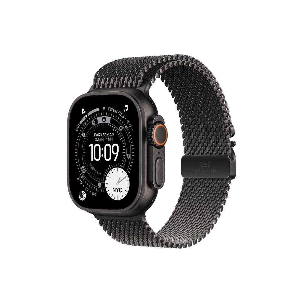 Apple Watch Ultra 3 49mm - GPS + Cellularモデル - チタニウム ブラック ケース- ミラネーゼループ
