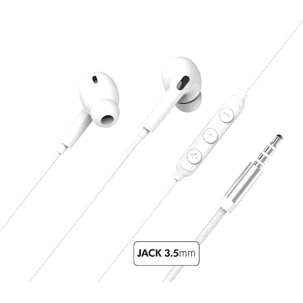 Force Play Ecouteurs Intra-Auriculaire Bluetooth Réducteur De Bruit - Ecouteurs Renforcés Jack 3.5Mm Télécommande/Micro Intra-Auriculaire Blanc + Garantie À Vie