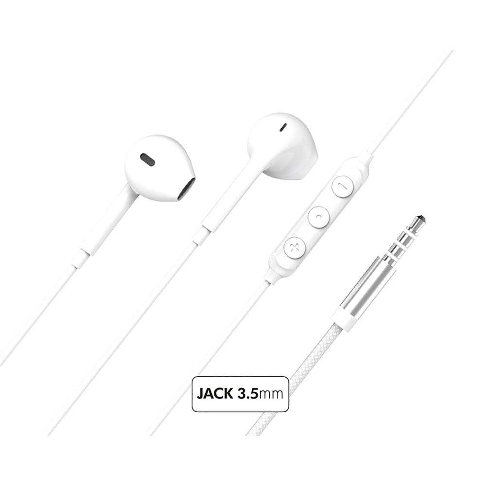 Ecouteurs Bluetooth Réducteur De Bruit - Ecouteurs Renforcés Jack 3.5Mm Télécommande/Micro Bouton Blanc + Garantie À Vie Force Play