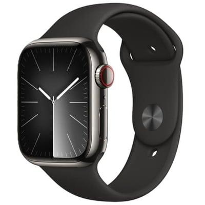 Apple Watch Series 9 (2023) GPS + Cellular 41 mm - Acier inoxydable Graphite - Bracelet sport Midnight Reconditionné - Apple reconditionné disponible sur Backmarket