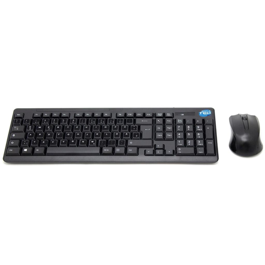 Clavier Simpletek Qwertz Allemand Sans-Fil Mouse + Keyboard With Stickers 1000 Dpi 2.4G Nano Reciever