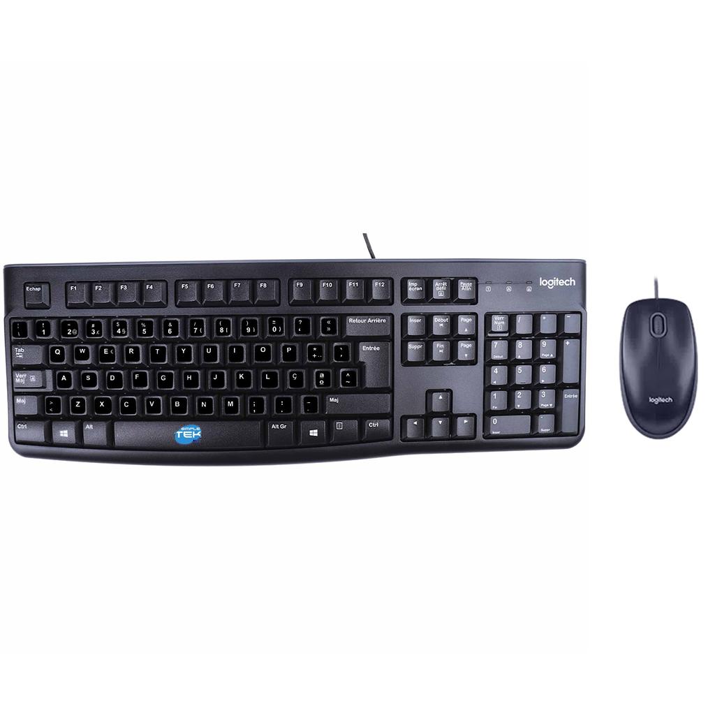 Clavier Logitech Qwerty Portugais Mk120 Wired Mouse And Keyboard Kit With Preapplied Layout Stickers