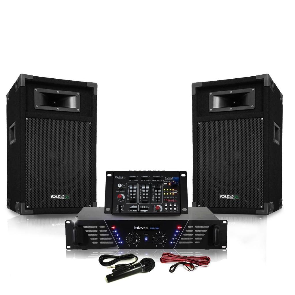 Enceinte Ibiza Sound Dj300-Bt + HP 500W Mixer