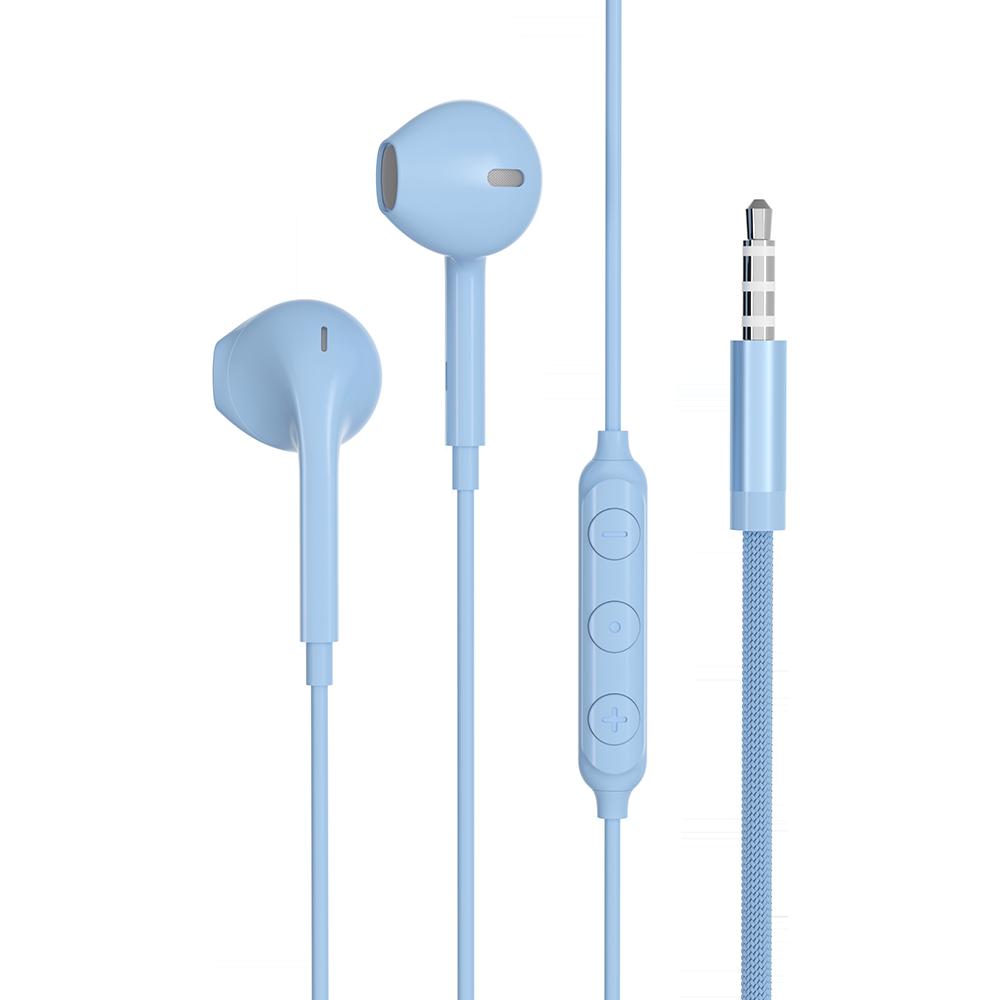 Ecouteurs Bluetooth Réducteur De Bruit - Ecouteurs Renforcés Jack 3.5Mm Télécommande/Micro Bouton Bleu + Garantie À Vie Force Play