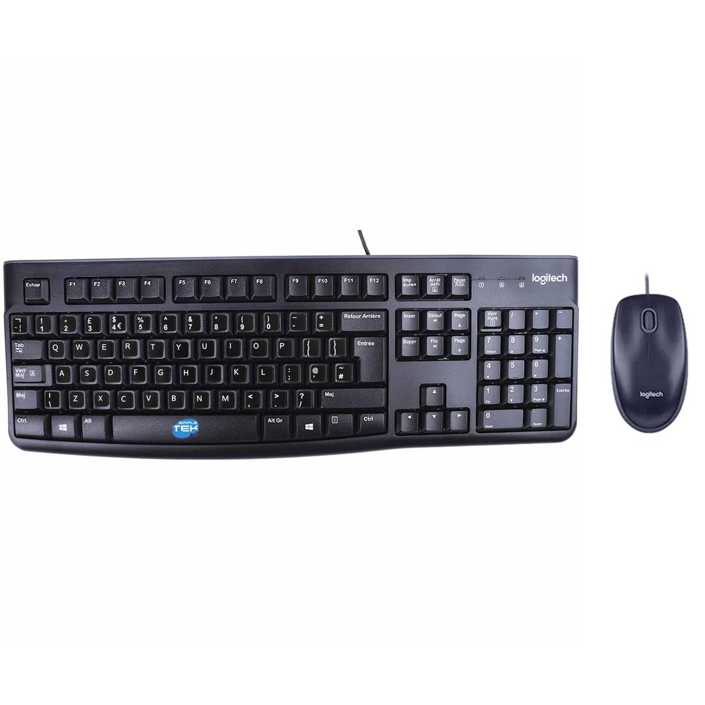 Clavier Logitech Qwerty Anglais (Uk) Mk120 Wired Mouse And Keyboard Kit With Preapplied Layout Stickers