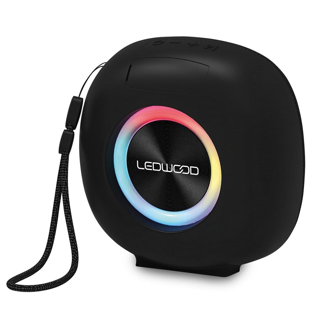 Ledwood Enceinte Bluetooth Portable 15W avec LED Ambiance Etanche Noir
