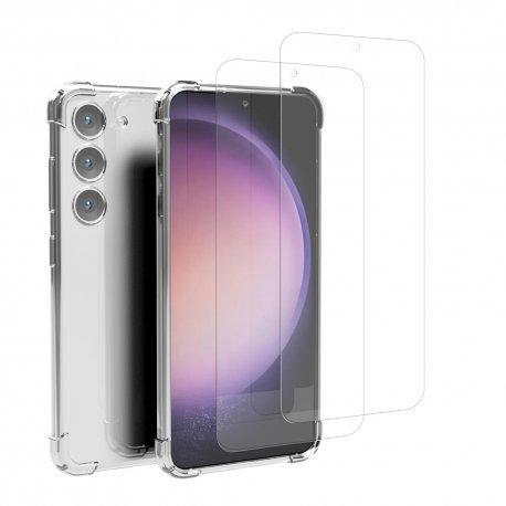 EVETANE Cover Galaxy S23 Plus e 2 schermi di protezione - TPU - Trasparente