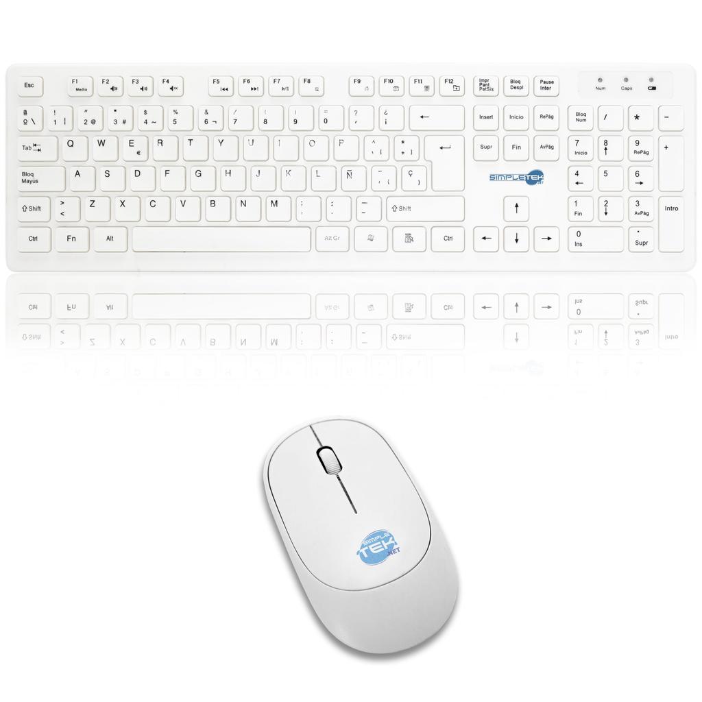 Clavier Simpletek Qwerty Espagnol Sans-Fil M&K Spagnola Kit Mouse And Keyboard