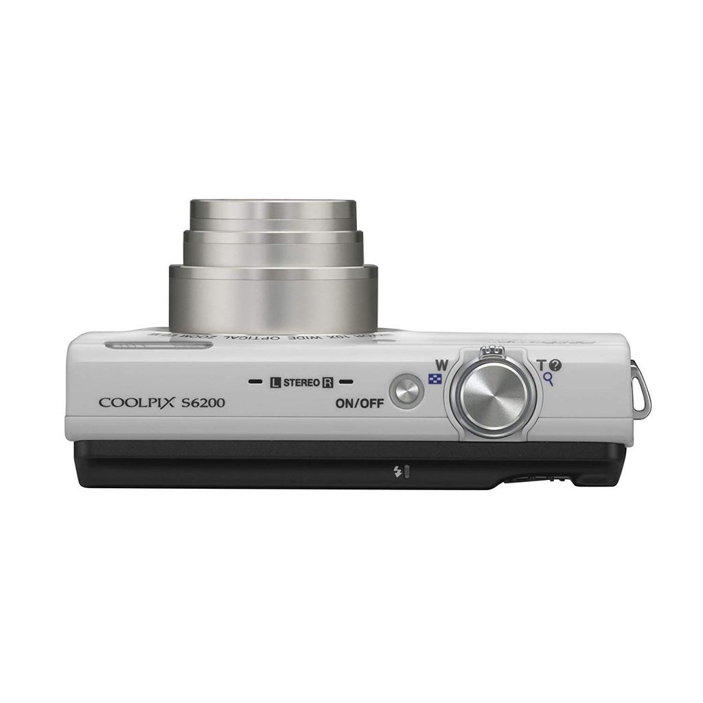 Kompakt Kamera Coolpix S6200 - Weiß + Nikon Nikkor Wide Optical