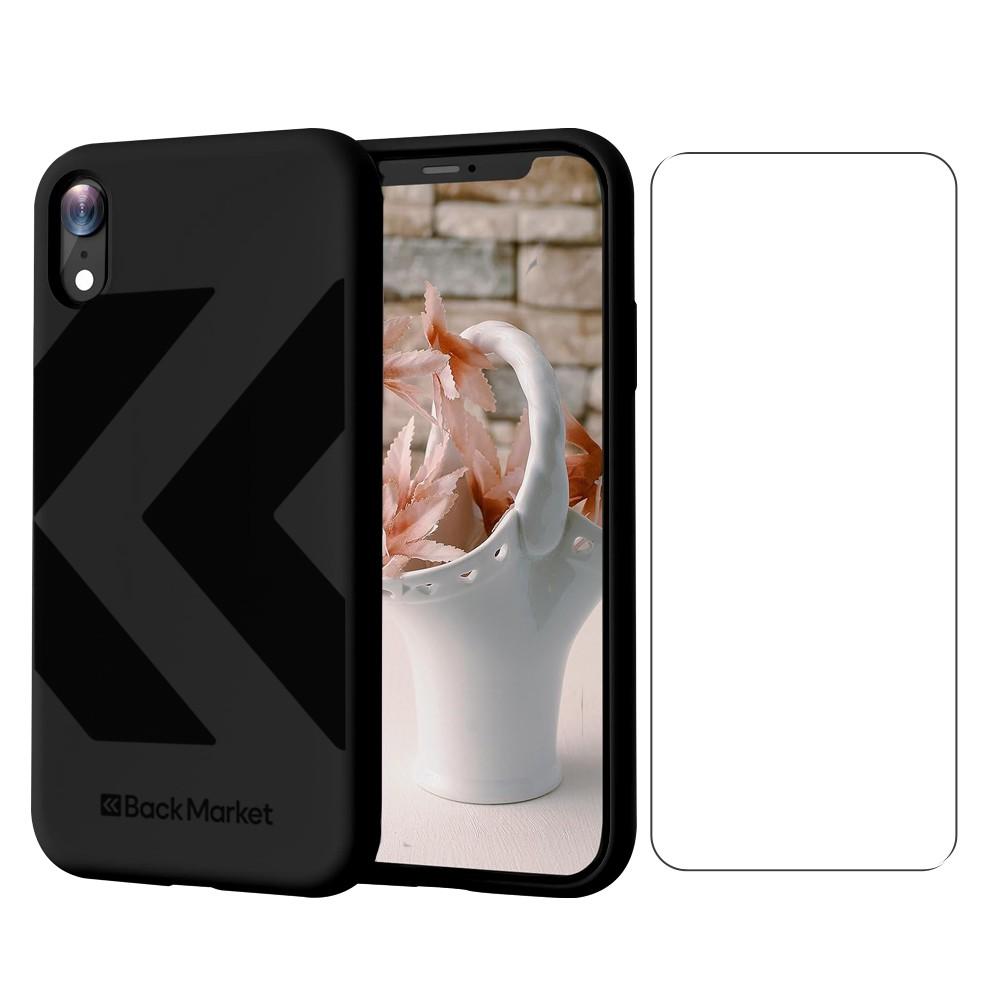 Back Market Case iPhone XR and protective screen - Natural material - Black - Big Arrow