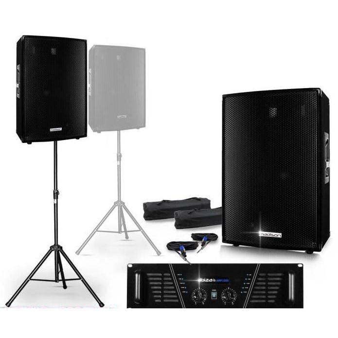 Madison Pack SONO 2 enceintes 2x700W AMP1000 Pieds+cables PA speakers