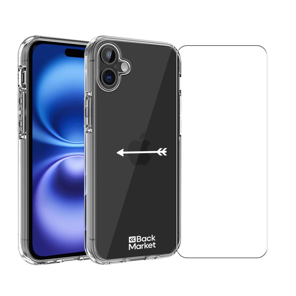 Coque Back Market iPhone 16 Plus et écran de protection - Plastique 60% recyclé - Transparent Reconditionné - Back Market reconditionné disponible sur Backmarket