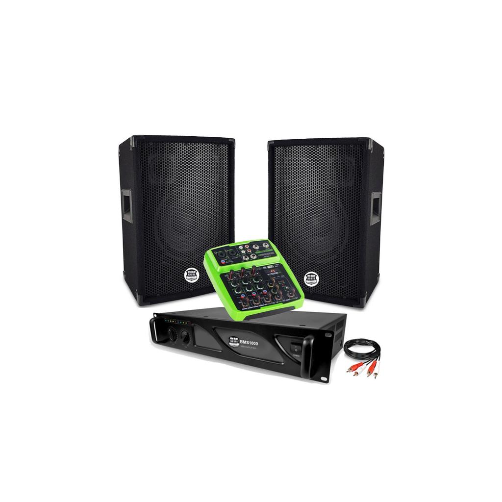 Enceinte Bm Sonic Bms08 Amplificateur 1000W Bms1000 et Table De Mixage Mini4