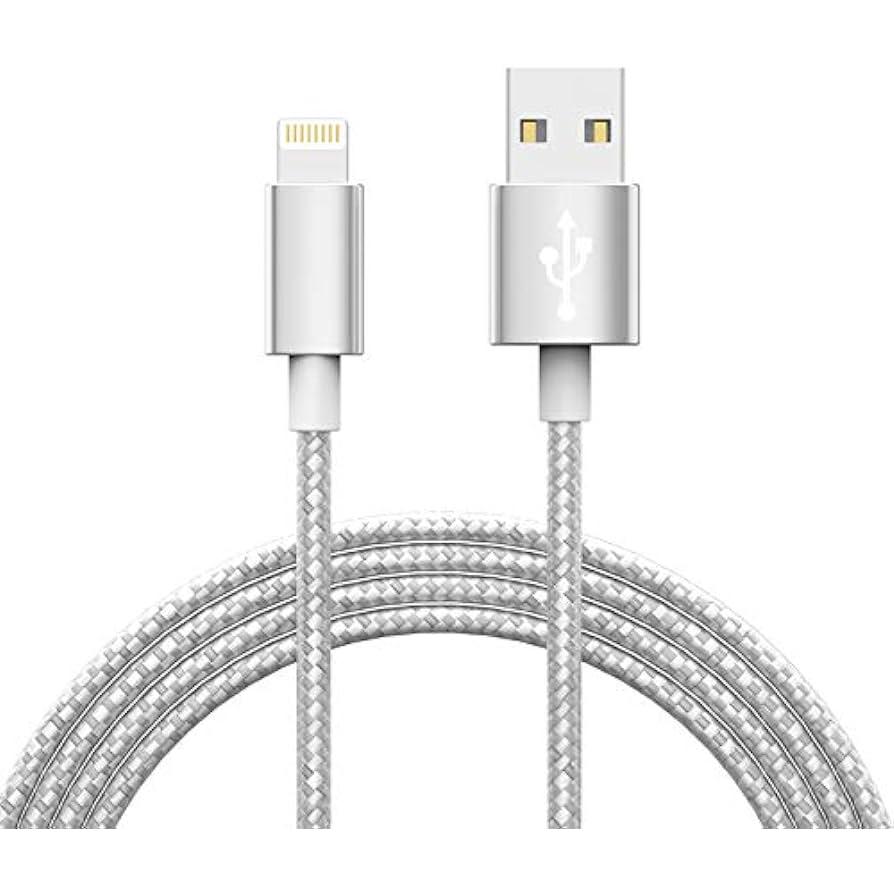 Powerp Braided Nylon Metallic Lightning USB Charge & Sync Cable 6Ft Smartphone Accessories