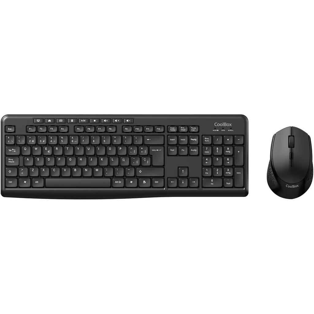 Clavier Qwerty Espagnol Sans-Fil Teclado Con Raton Coolbox Inalambrico Negro Español