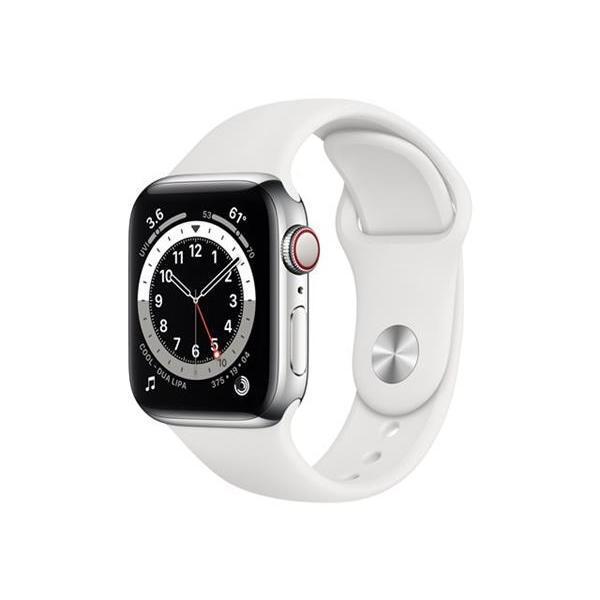 Apple Watch Series 6 (2020) GPS + Cellular 40 mm - Aluminium Silver - Sport band White