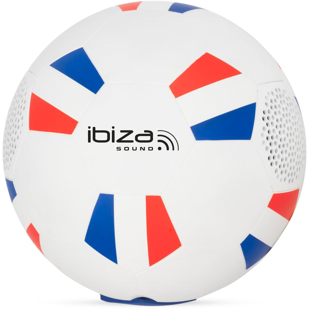 Cassa Bluetooth Ibiza FOOTBALL-SOUND - Altoparlante A Forma Di Pallone Da Calcio, Colori Francia, Batteria 4h, Micro-SD, USB-C