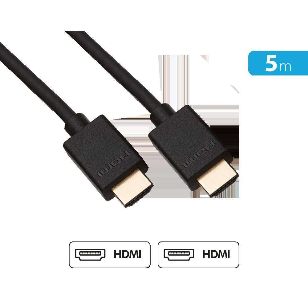 Accesoire TV Câble Hdmi Hispeed Full Hd Connectique Dorée 19 Broches 5M Mâle/Mâle Noir + Garantie À Vie Force Power Lite