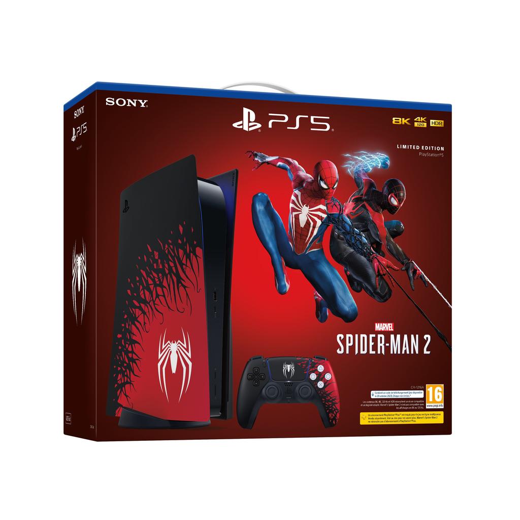 Playstation 5 825Go - Rouge - Edition Limitée Marvel'S Spider-Man 2 + No